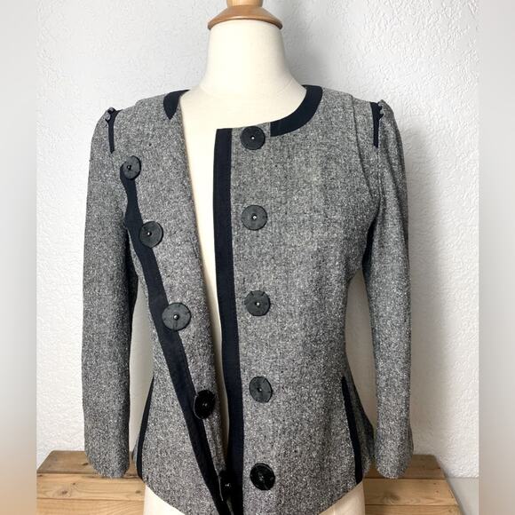 Elie Tahari Tweed Blazer, Sz 2, Academia Whimsigoth - Picture 2 of 6